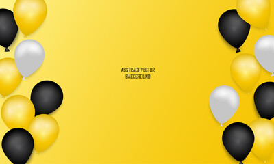 Wall Mural - Gradient yellow background with realistic balloon vector. Elegant happy birthday background vector