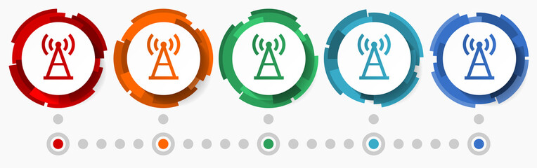 Poster - Antenna, signal concept vector icon set, flat design pointers, infographic template