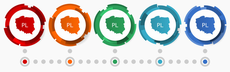 Leinwandbilder - Map of Poland concept vector icon set, flat design pointers, infographic template