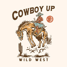 Cowboy Illustration Rodeo Vintage Wild Desert Design Skull