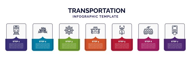 Poster - infographic template with icons and 7 options or steps. infographic for transportation concept. incl