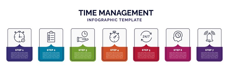 Poster - infographic template with icons and 7 options or steps. infographic for time management concept. inc
