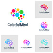 Set of Tech Mind logo design vector template, Brain logo concepts illustration.