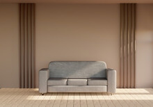 3d Illustration.Interior Of Simple Living Room With Soft And Comfortable Sofa