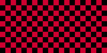Checkerboard Pattern For Wallpaper. Abstract Illustration Of With Black And Red Square Cells. Op Art Pattern Checkered Textures.