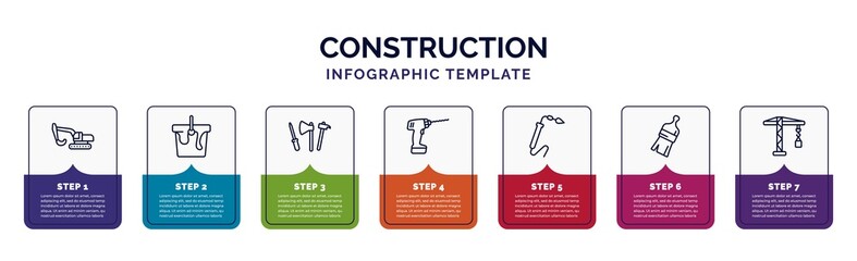 Poster - infographic template with icons and 7 options or steps. infographic for construction concept. includ
