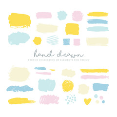 Poster - Hand drawn elements for design in pastel colors