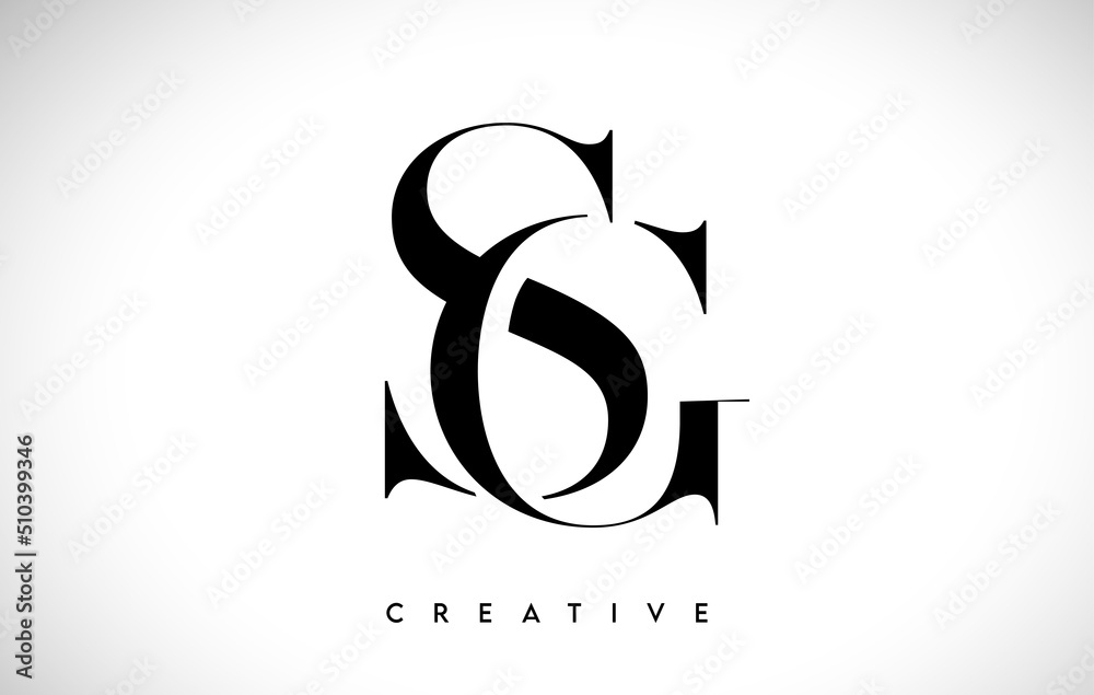 SG Artistic Letter Logo Design with Serif Font in Black and White ...