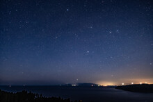 宮崎県都井岬から見た星空と海