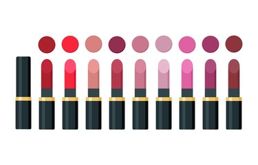 Canvas Print - Lipstick and swatches set on white background. Isolated vector illustration