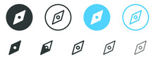 Compass Icon, Explore Compass Button. Arrow Direction Buttons Sign In Filled, Thin Line, Outline And Stroke Style For Apps And Website