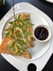 Canvas Print - Pancakes with black currant jam