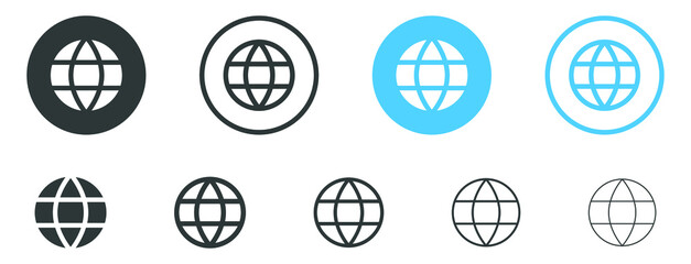 Wall Mural - world web icon www earth globe icons . website network global icon for contact icons vector sign