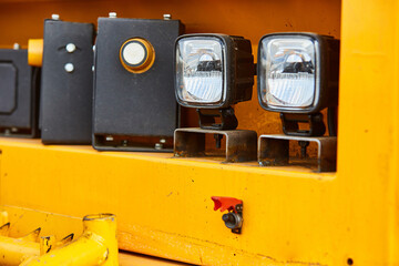 Wall Mural - A fragment of the body of a large mining dump truck under the control of a robot. Selective focus