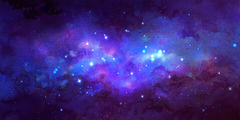 Wall Mural - vector cosmic illustration. beautiful colorful space background. watercolor cosmos