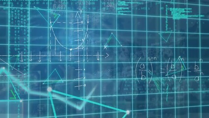 Poster - Animation of data processing over caucasian businesswoman using vr headset