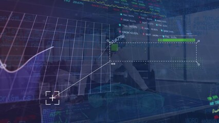 Poster - Animation of data processing over caucasian businessman using vr headset