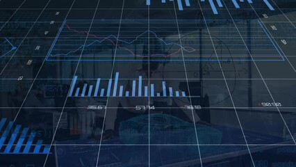 Poster - Animation of data processing over diverse business people