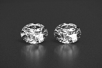 Poster - Diamonds places on black background 3D rendering.