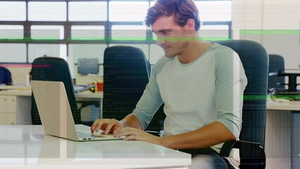 Poster - Animation of data processing over caucasian businessman in office