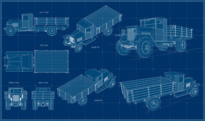 The main transport vehicle of the Red Army. Three-ton Soviet truck. ZIS-5. Truck 1930-40s. One of the main transport vehicles of the Red Army during World War II.