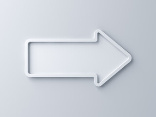 Leinwandbilder - Blank white arrow sign isolated on white wall background with shadow minimal concept 3D rendering