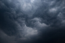 Dark Rainy Twisted Thunderstorm Clouds Grey Color Horizontal Image