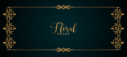 Wall Mural - Classic elegant golden frame floral banner design