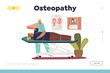 Osteopathy concept of landing page with patient at rehabilitation massage at chiropractors