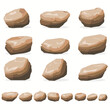 Rock stone cartoon in isometric flat style. Set of different boulders.