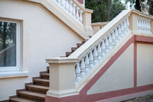 Vintage Stairs From White Marble In An Old Antique Building