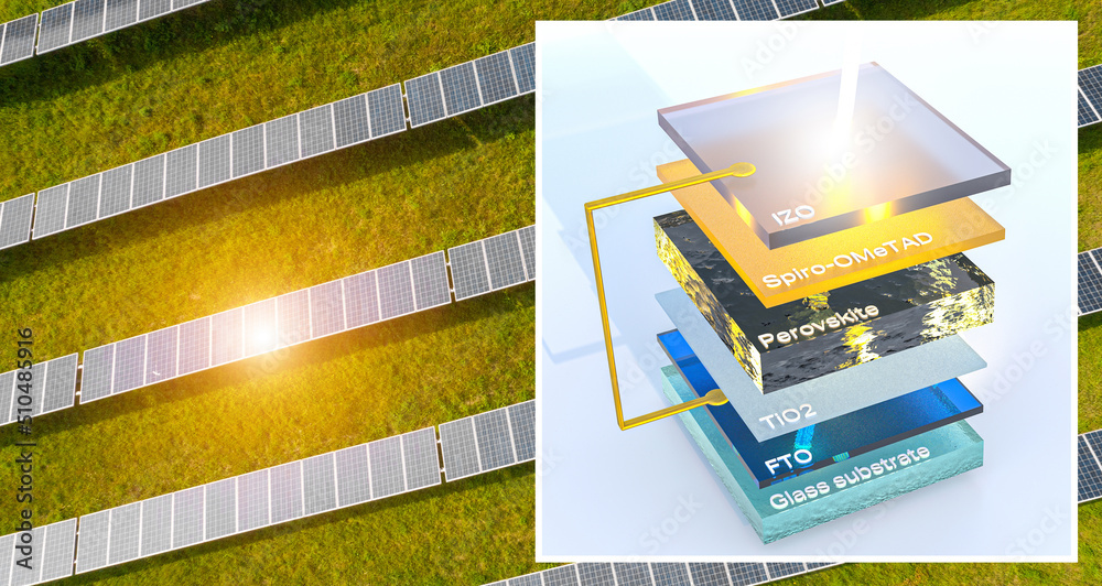 illustration of a modern perovskite high performance solar cell module ...