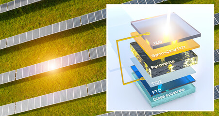 illustration of a modern perovskite high performance solar cell module for high efficient photon recycling