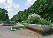 Elbinselpark in Wilhelmsburg mit Blumenkübeln