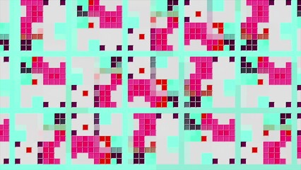 Poster - Small sparkling squares.Motion. Small squares in abstraction that sparkle with different colors.
