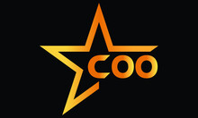 COO Golden Luxury Star Icon Three Letter Logo Design Vector Template. Royal Logo | Luxury Logo | Jewelry Logo | Premium Logo | Iconic Logo | Victoria Logo |