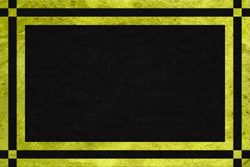 Wall Mural - yellow stone textured, modern geometric frame. black paper texture.