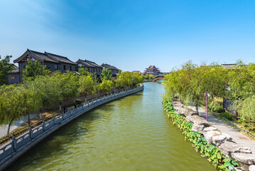 Wall Mural - Kaifeng Millennium City Park, a Large-scale Historical Cultural Theme Park in Chinese Famous Ancient City of Kaifeng, Henan Province, China.