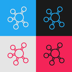 Poster - Pop art line Project team base icon isolated on color background. Business analysis and planning, consulting, team work, project management. Vector