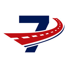 Wall Mural - Letter 7 Transport Logo. 7 Letter Road Logo Design Transportation Sign Symbol