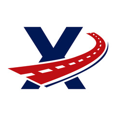 Wall Mural - Letter X Transport Logo. X Letter Road Logo Design Transportation Sign Symbol