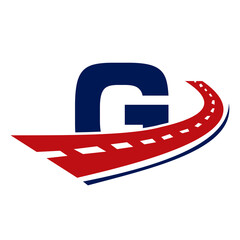 Wall Mural - Letter G Transport Logo. G Letter Road Logo Design Transportation Sign Symbol