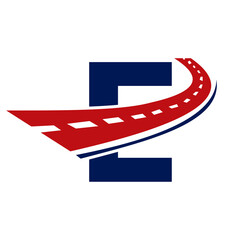 Wall Mural - Letter E Transport Logo. E Letter Road Logo Design Transportation Sign Symbol