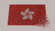 Hong Kong Banner Background, With People Coming Together To Form The Flag Of Hong Kong.