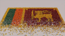 Sri Lankan Banner Background, With People Congregating To Form The Flag Of Sri Lanka.
