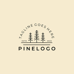 Wall Mural - pine line art logo vector illustration template design