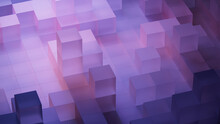 Perfectly Arranged Translucent Blocks. Violet And Orange, Contemporary Tech Background. 3D Render.