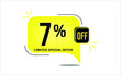 7% off a yellow balloon with black numbers