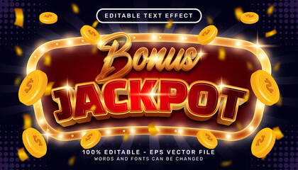 Poster - Editable text effect - bonus jackpot casino 3d style concept