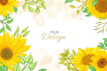 Wall Mural - Watercolor sunflower background design